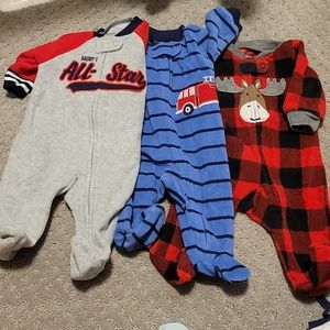 3 Carters newborn fleece footies